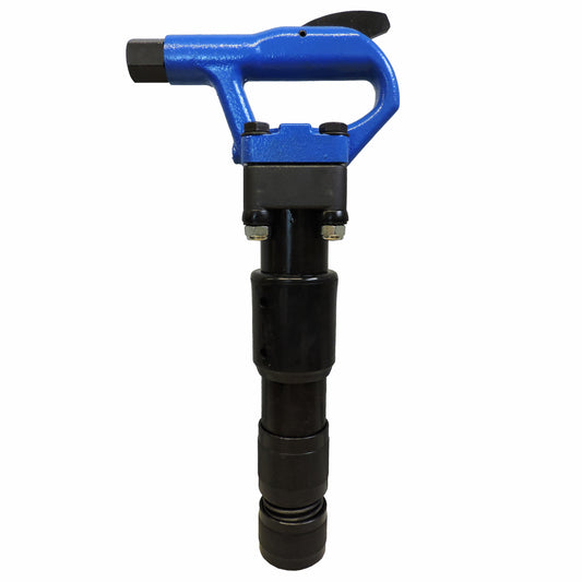 A blue and black chipping hammer with a top trigger, designed for manual use.